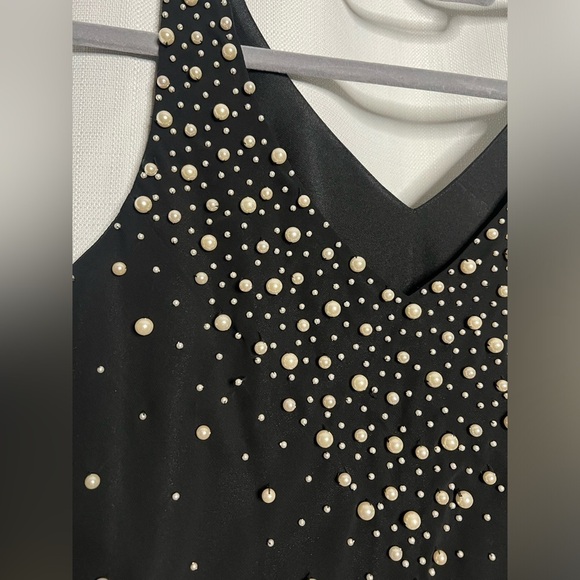 Vintage Black Layered Pearl Tank Blouse - Picture 3 of 6